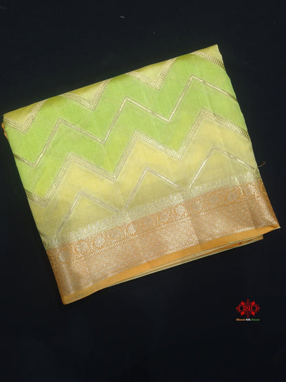 Pure Rangkaat Multi Color Zigzag Chiniya Silk Saree - Bharat Silk House