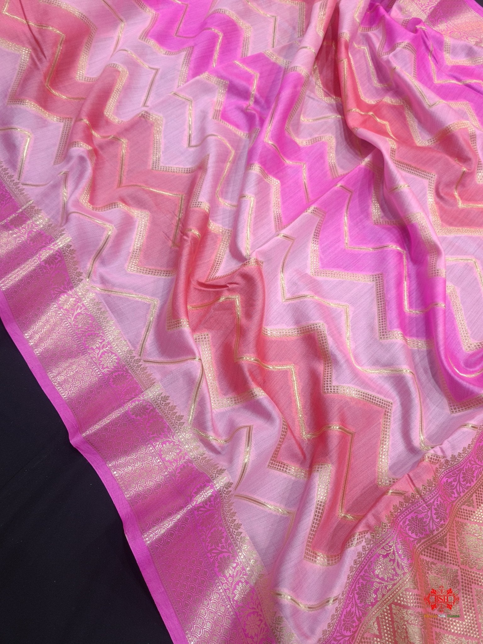 Pure Rangkaat Multi Color Zigzag Chiniya Silk Saree - Bharat Silk House