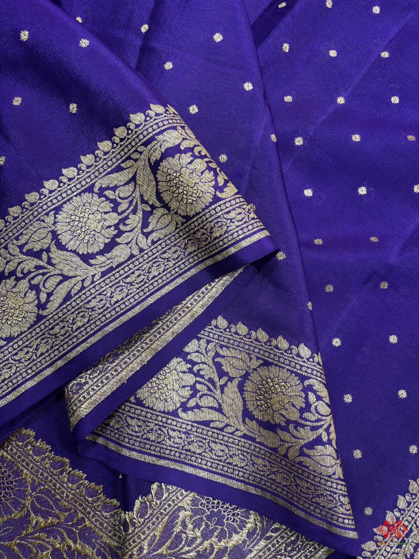 Pure Silk Crape Khaddi Georgette Saree With Antique Zari In Shades Of Blue - Bharat Silk House Crepe Khaddi