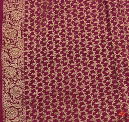 Pure Silk Crape Khaddi Georgette Saree With Antique Zari In Shades Of Pink - Bharat Silk House Crepe Khaddi