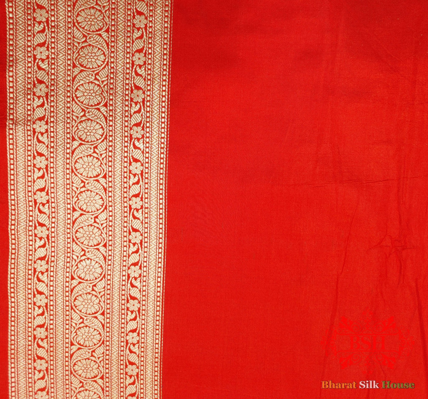 Red Colour Pure Katan Silk Handwoven Banarasi Saree - Bharat Silk House Pure Kataan Silk