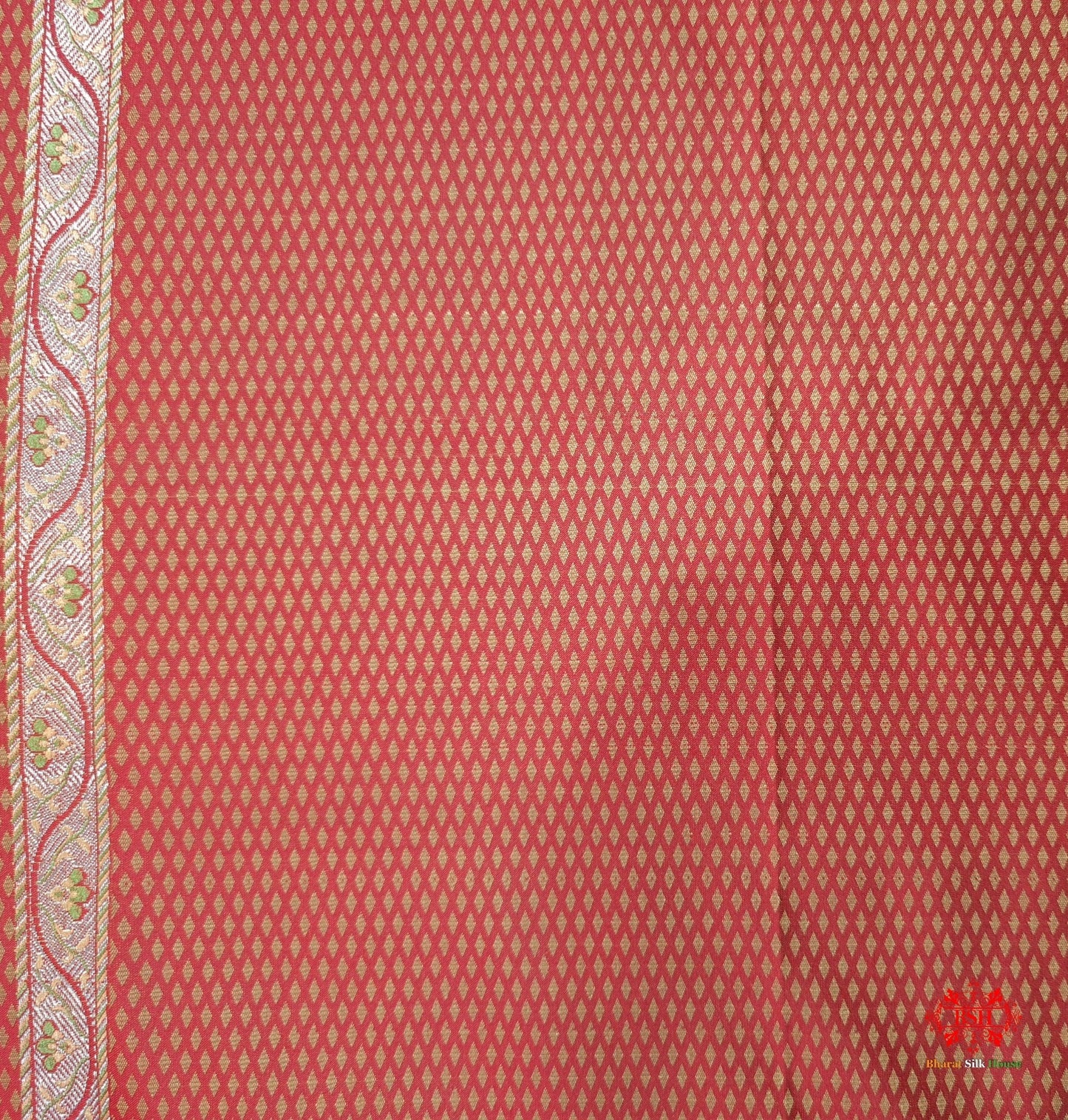 Red Dohri Resham Zari Booti Tanchoi Silk Saree - Bharat Silk House Tanchoi katan