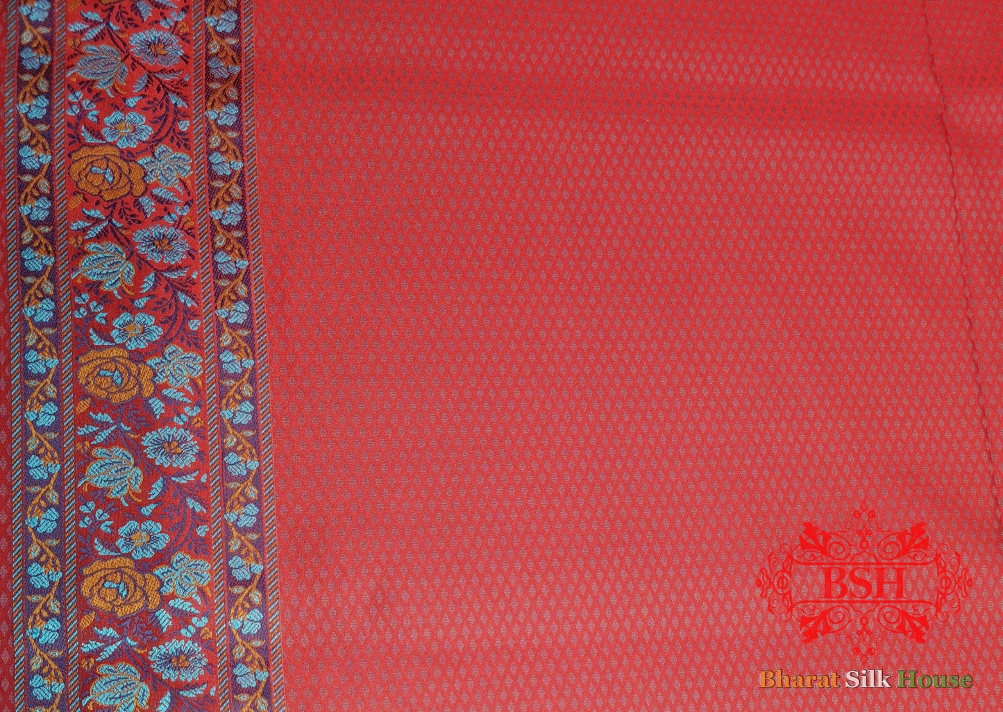 Red Four - Way Resham Zari Tanchoi Katan Silk Saree - Bharat Silk House Tanchoi katan