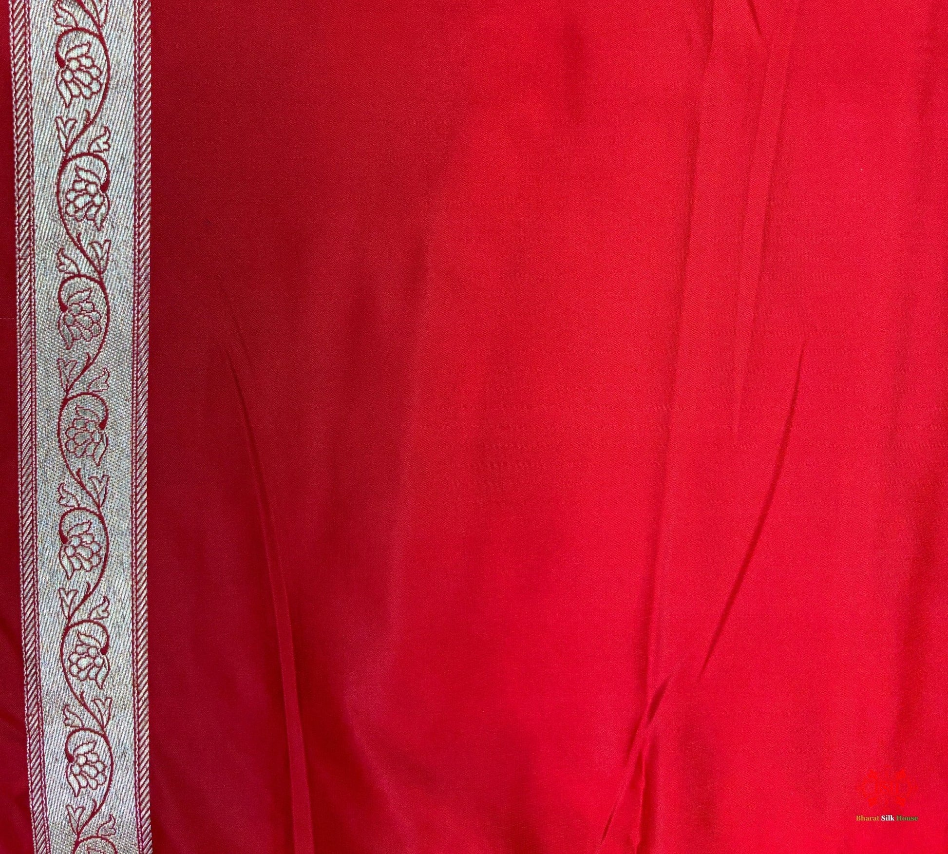 Red Mashru Silk Saree All Over Booti With Plain Blouse - Bharat Silk House Mashroo Silk