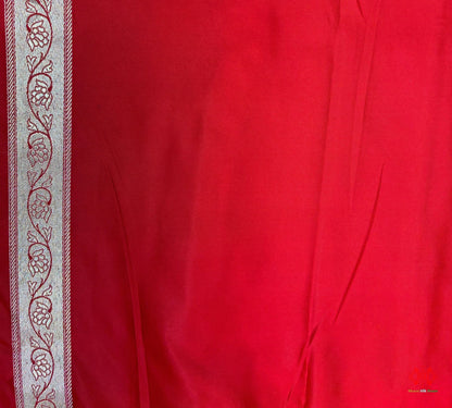 Red Mashru Silk Saree All Over Booti With Plain Blouse - Bharat Silk House Mashroo Silk