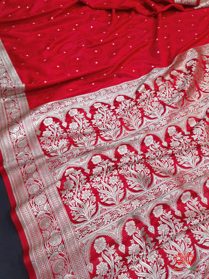 Red Single Zari Tanchoi Silk Saree - Bharat Silk House