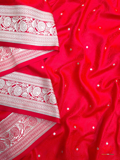 Red Single Zari Tanchoi Silk Saree - Bharat Silk House