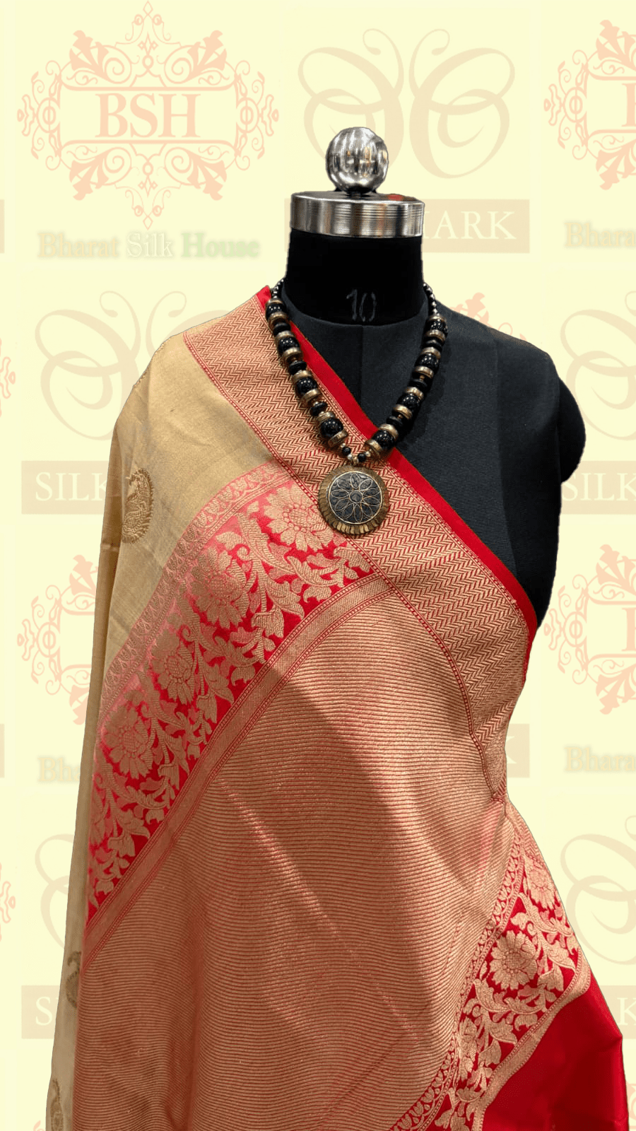 Reddish Brown Pure Tussar Moonga Silk Handloom Sare With Zari Border - Bharat Silk House Tussar