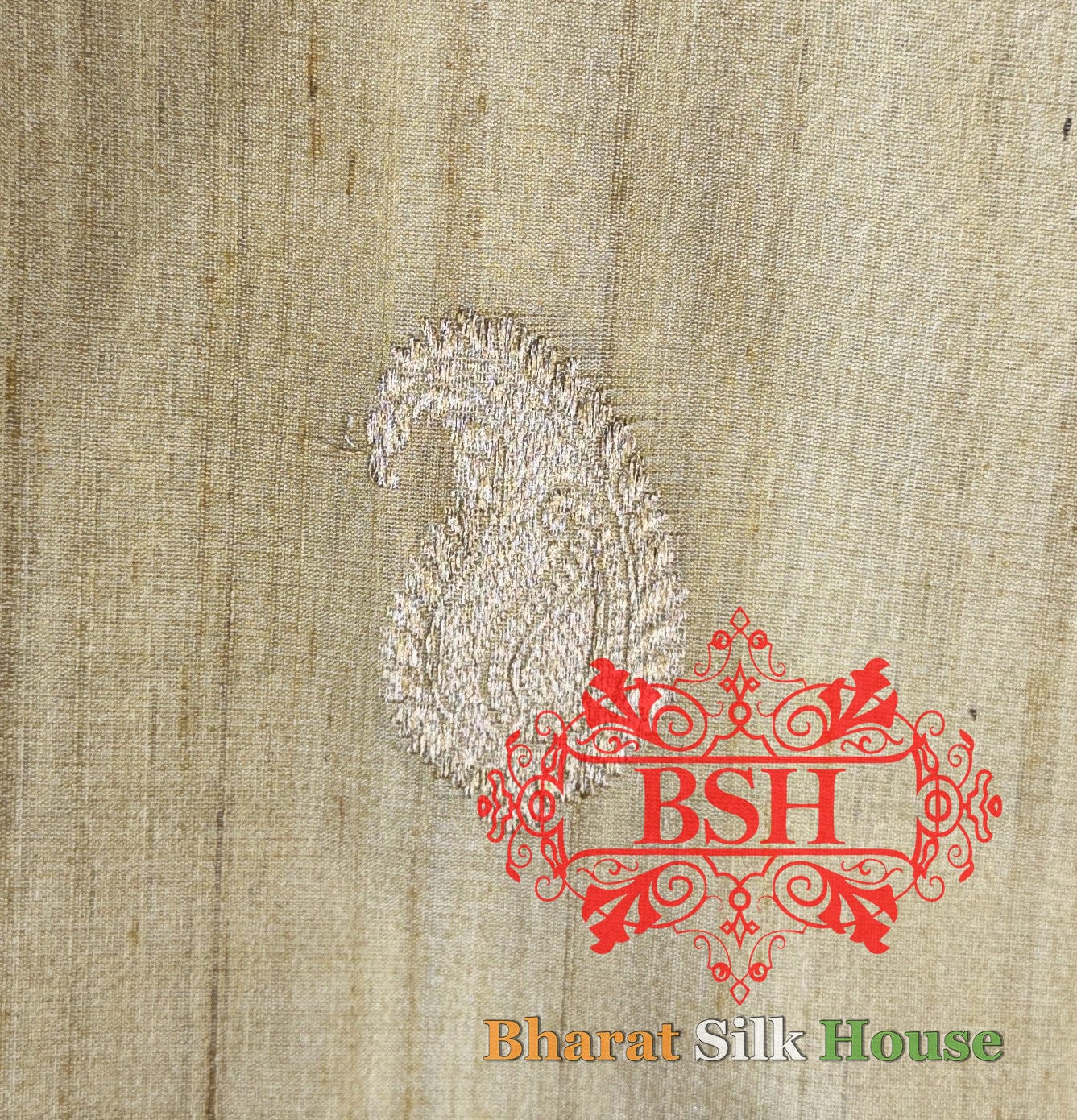 Reddish Brown Pure Tussar Moonga Silk Handloom Sare With Zari Border - Bharat Silk House Tussar