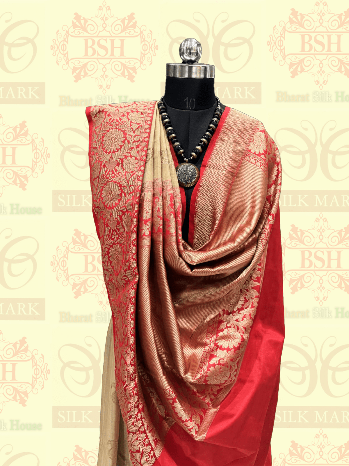 Reddish Brown Pure Tussar Moonga Silk Handloom Sare With Zari Border - Bharat Silk House Tussar