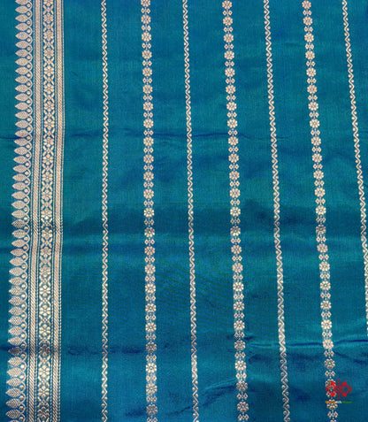 Pure Banarasi  Handloom Katan Silk Antique Meena Zari Saree In Shades Of Blue