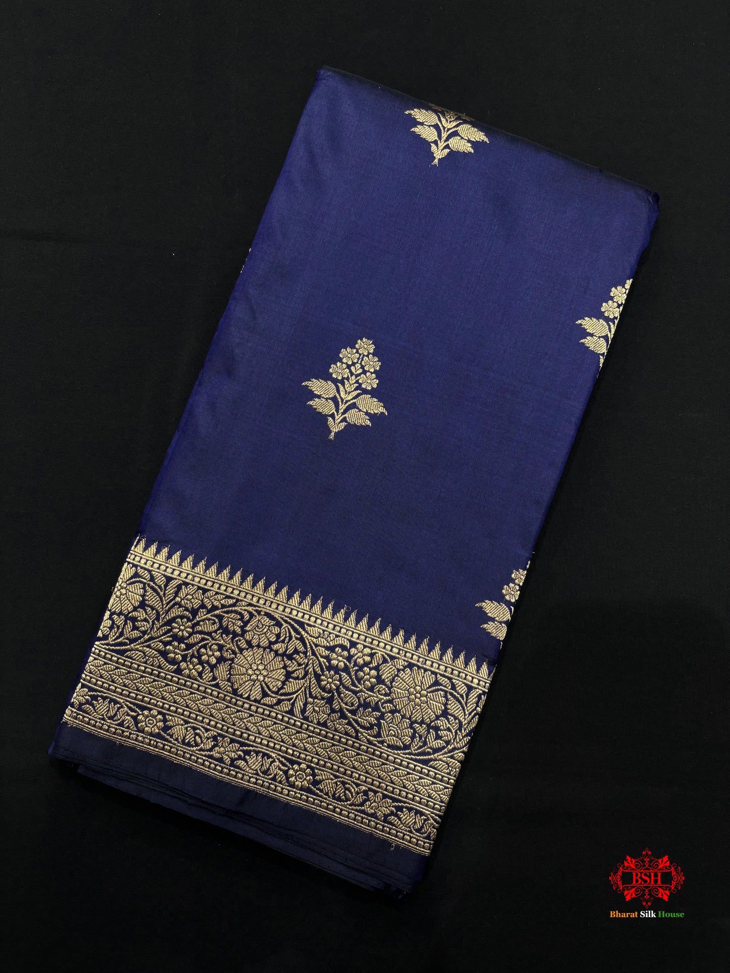 Pure Banarasi  Handloom Katan Silk Antique Zari Saree In Shades Of Blue