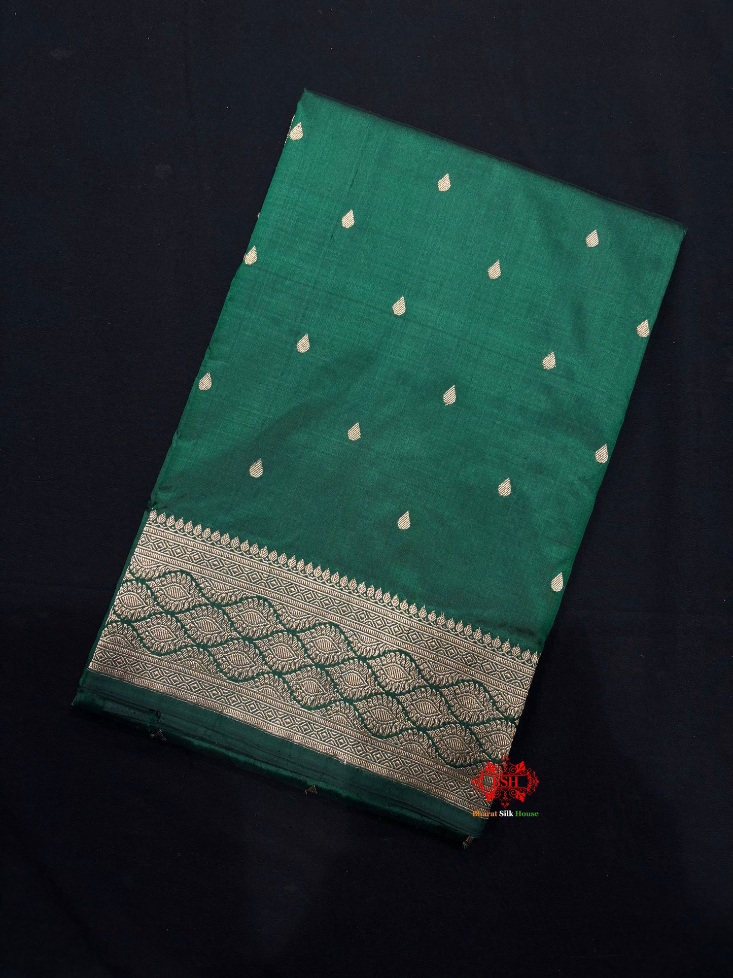 Pure Banarasi  Handloom Katan Silk Antique Zari Saree In Shades Of Green