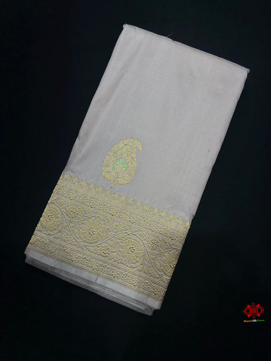 Pure Banarasi  Handloom Katan Silk Antique Zari Meenakari Saree In Shades Of Grey