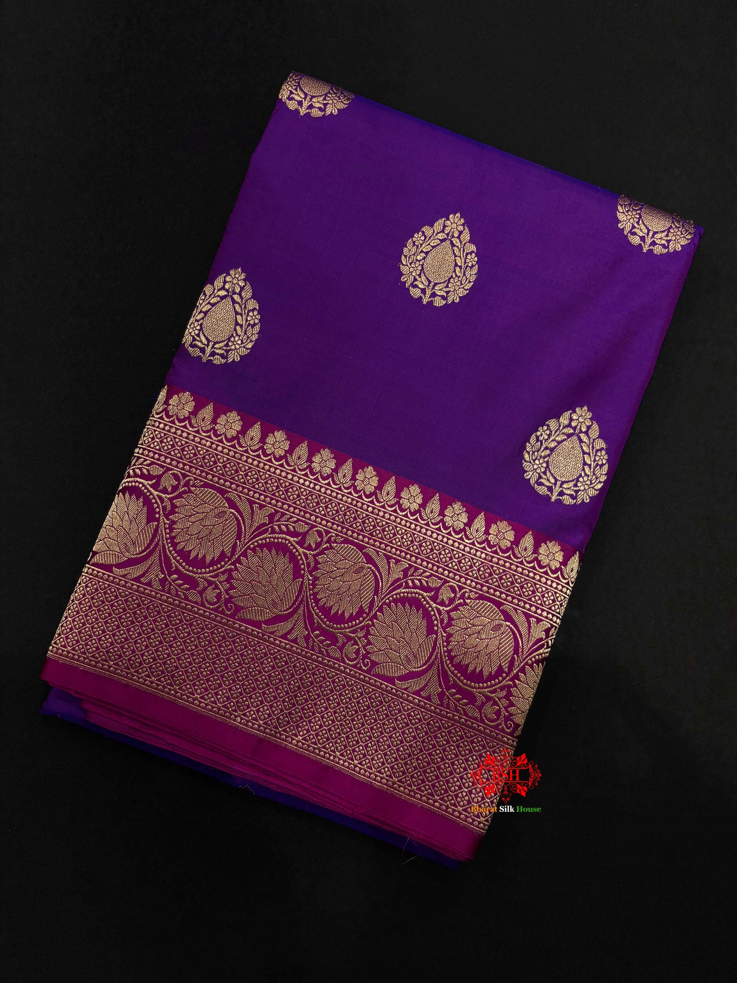 Pure Banarasi  Handloom Katan Silk  Antique Zari Saree In Shades Of Indigo Blue