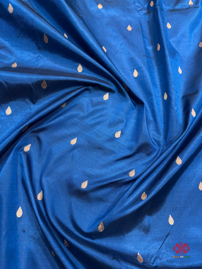 Pure Banarasi  Handloom Katan Silk Antique Zari Saree In Shades Of Blue