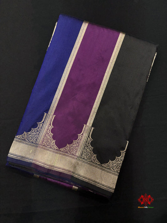 Pure Banarasi  Handloom Katan Silk Antique Zari Saree In Shades Of Multi Color