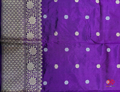 Pure Banarasi  Handloom Katan Silk  Antique Dual Zari Saree In Shades Of Indigo Blue