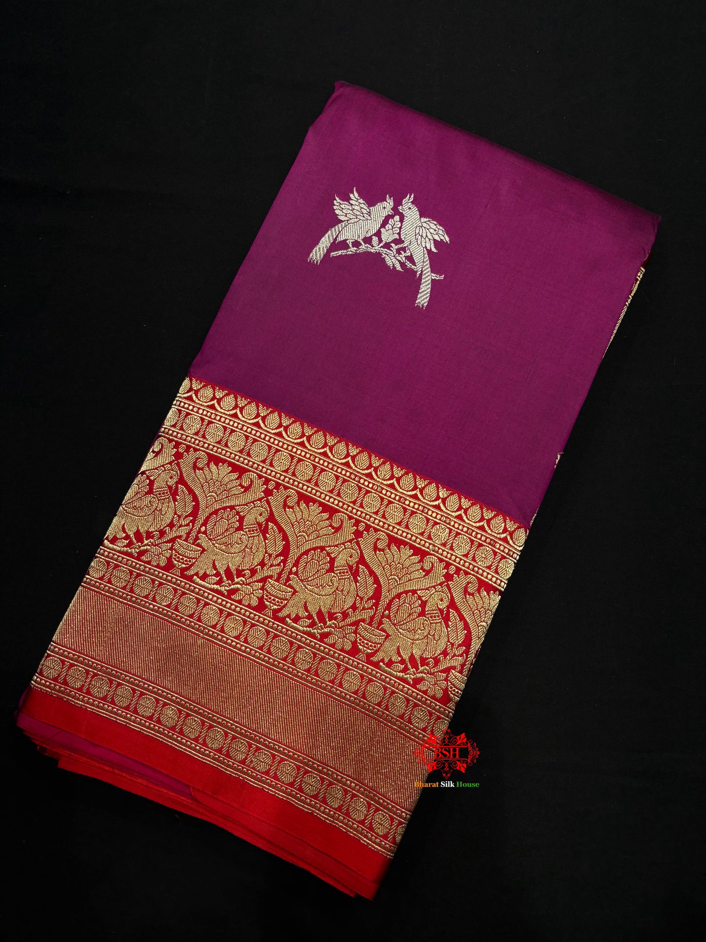 Pure Banarasi  Handloom Katan Silk  Antique Dual Zari Saree In Shades Of Wine