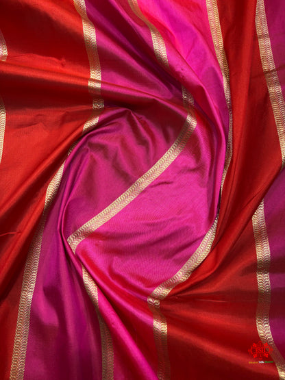 Pure Banarasi  Handloom Katan Silk Antique Zari Saree In Multi Color