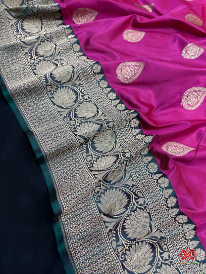 Pure Banarasi  Handloom Katan Silk  Antique Zari Saree In Shades Of Pink