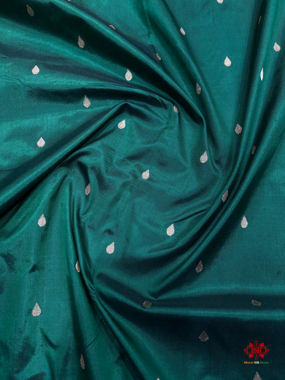 Pure Banarasi  Handloom Katan Silk Antique Zari Saree In Shades Of Green