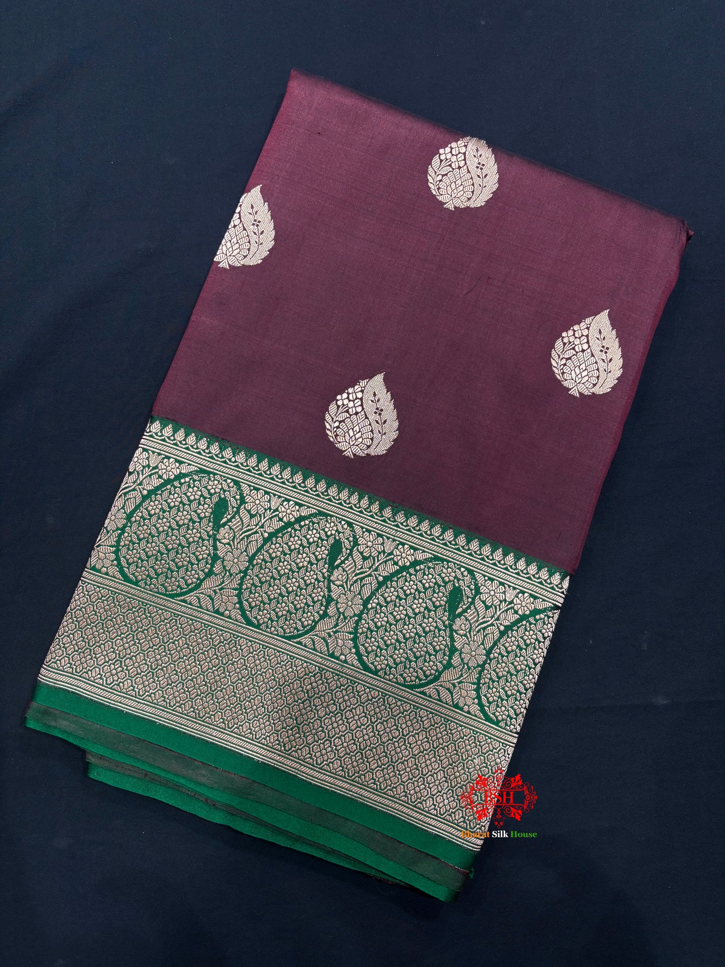 Pure Banarasi  Handloom Katan Silk  Antique Zari Saree In Shades Of Coffee Brown