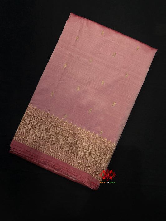 Pure Banarasi  Handloom Katan Silk Antique Zari Saree In Shades Of Peach