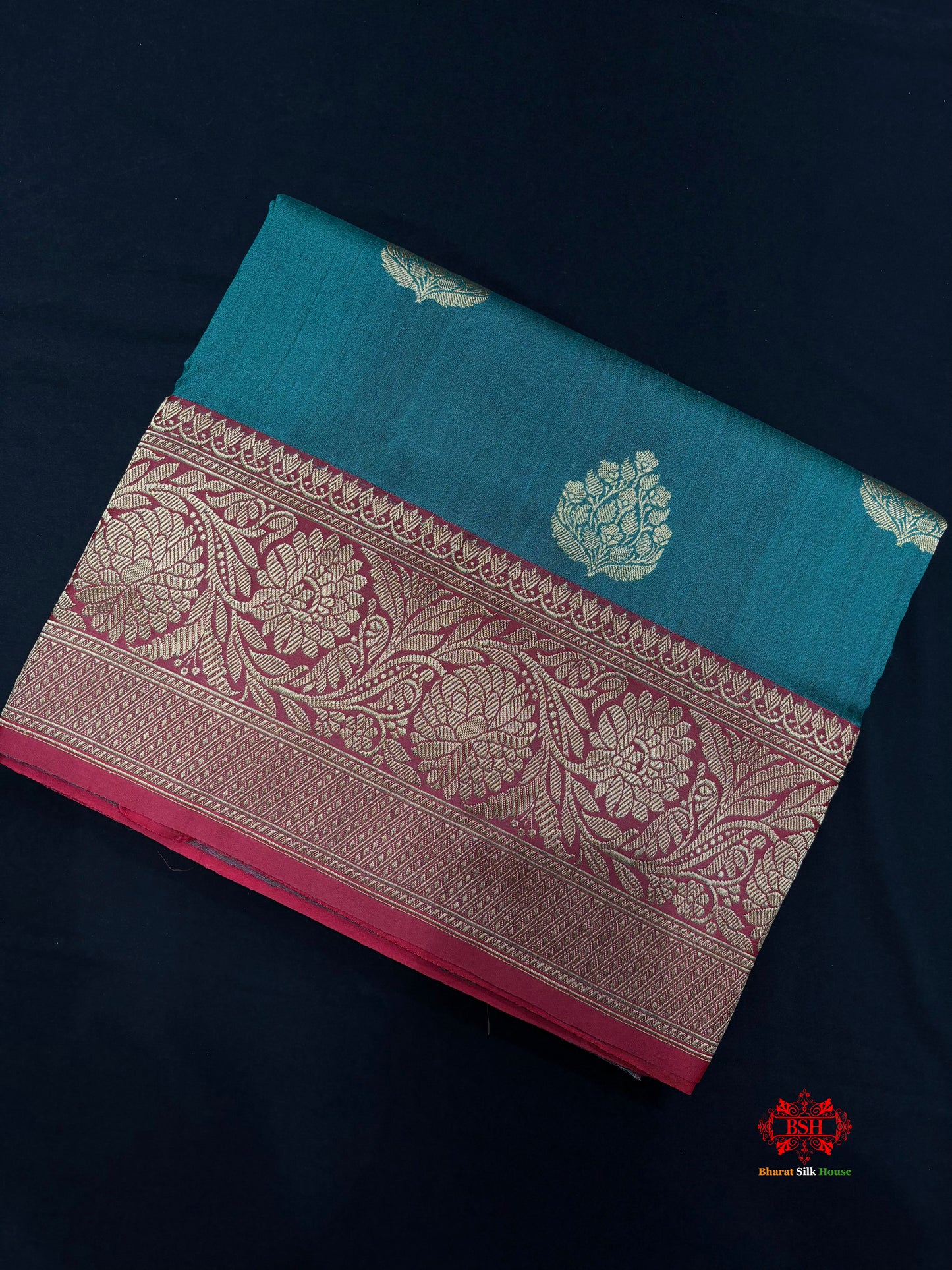 Blue Shade Pure Banarasi Tusser Moonga Silk Saree