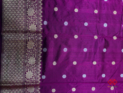 Pure Banarasi  Handloom Katan Silk  Antique Dual Zari Saree In Shades Of Wine