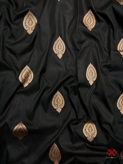 Pure Banarasi  Handloom Katan Silk  Antique Zari Saree In Shades Of Black