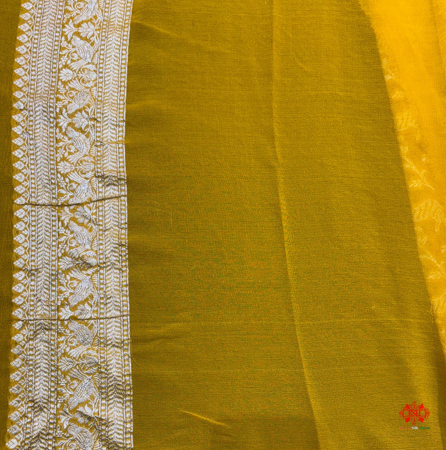 Shade Of Yellow Pure Chiffon Metallic Zari Pure Banarasi Silk Saree