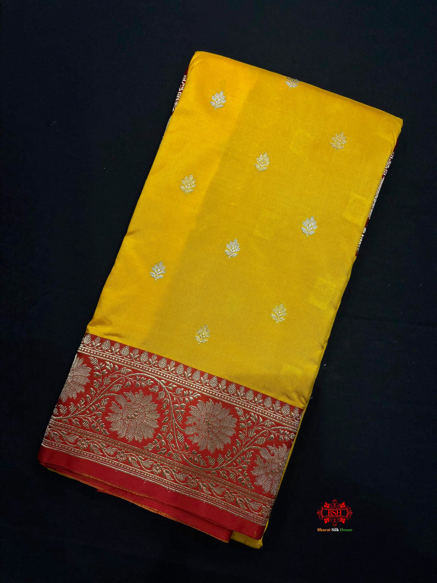 Pure Banarasi  Handloom Katan Silk  Antique Dual Zari Saree In Shades Of Yellow