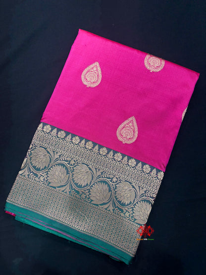 Pure Banarasi  Handloom Katan Silk  Antique Zari Saree In Shades Of Pink