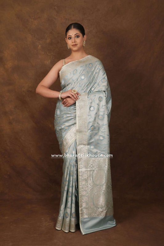 Shades Of Gray  Single Zari Tanchoi Silk Saree