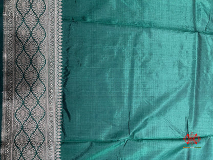 Pure Banarasi  Handloom Katan Silk Antique Zari Saree In Shades Of Green