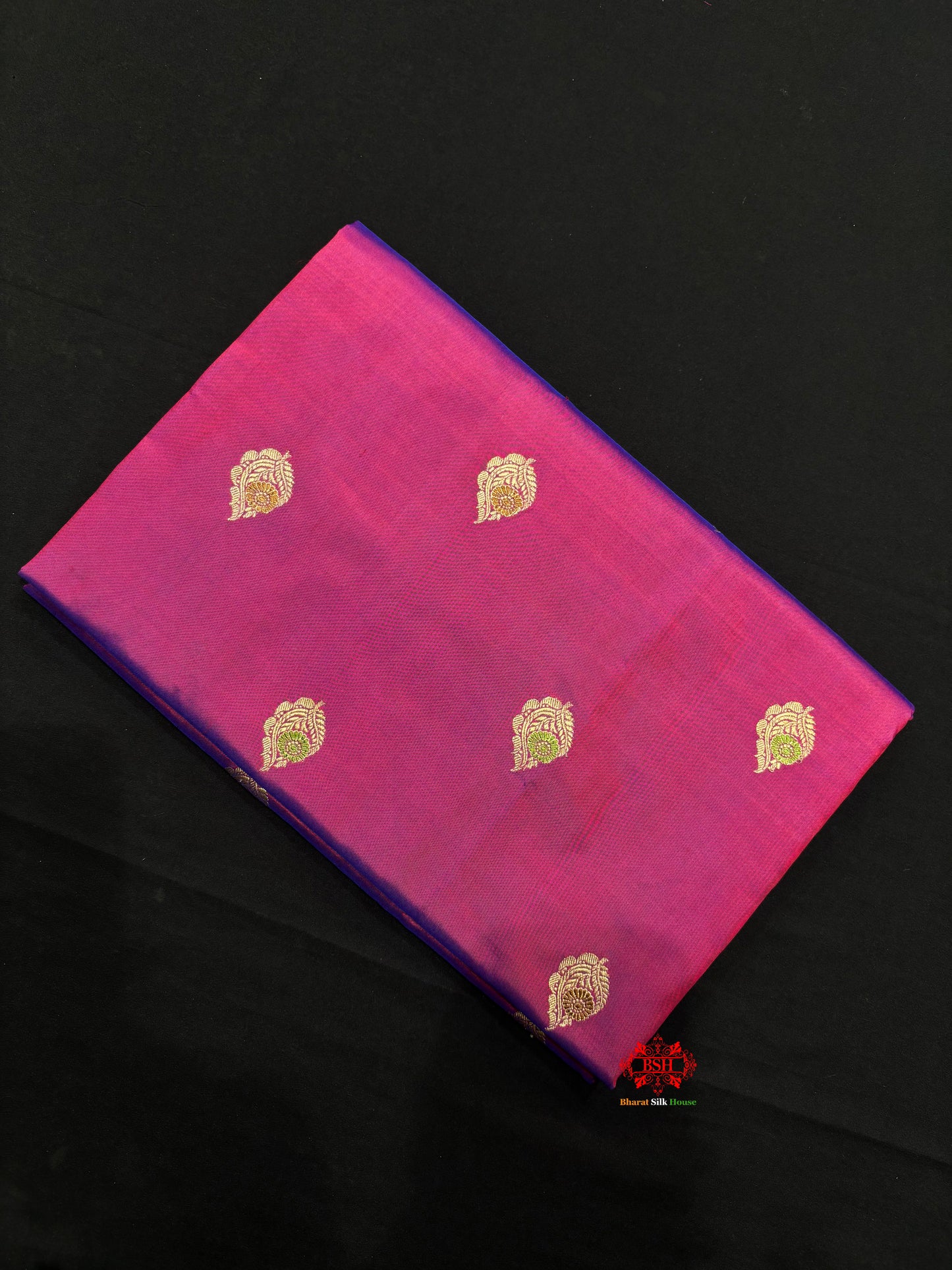 Pure Banarasi  Handloom Katan Silk Antique Meena Zari Saree In Cross Shades Of Pink/Blue