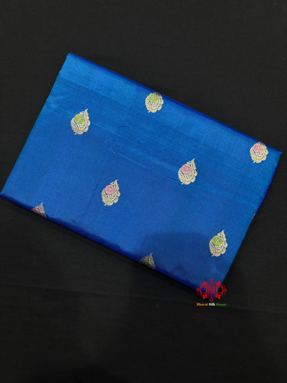 Pure Banarasi  Handloom Katan Silk Antique Meena Zari Saree In Shades Of Blue