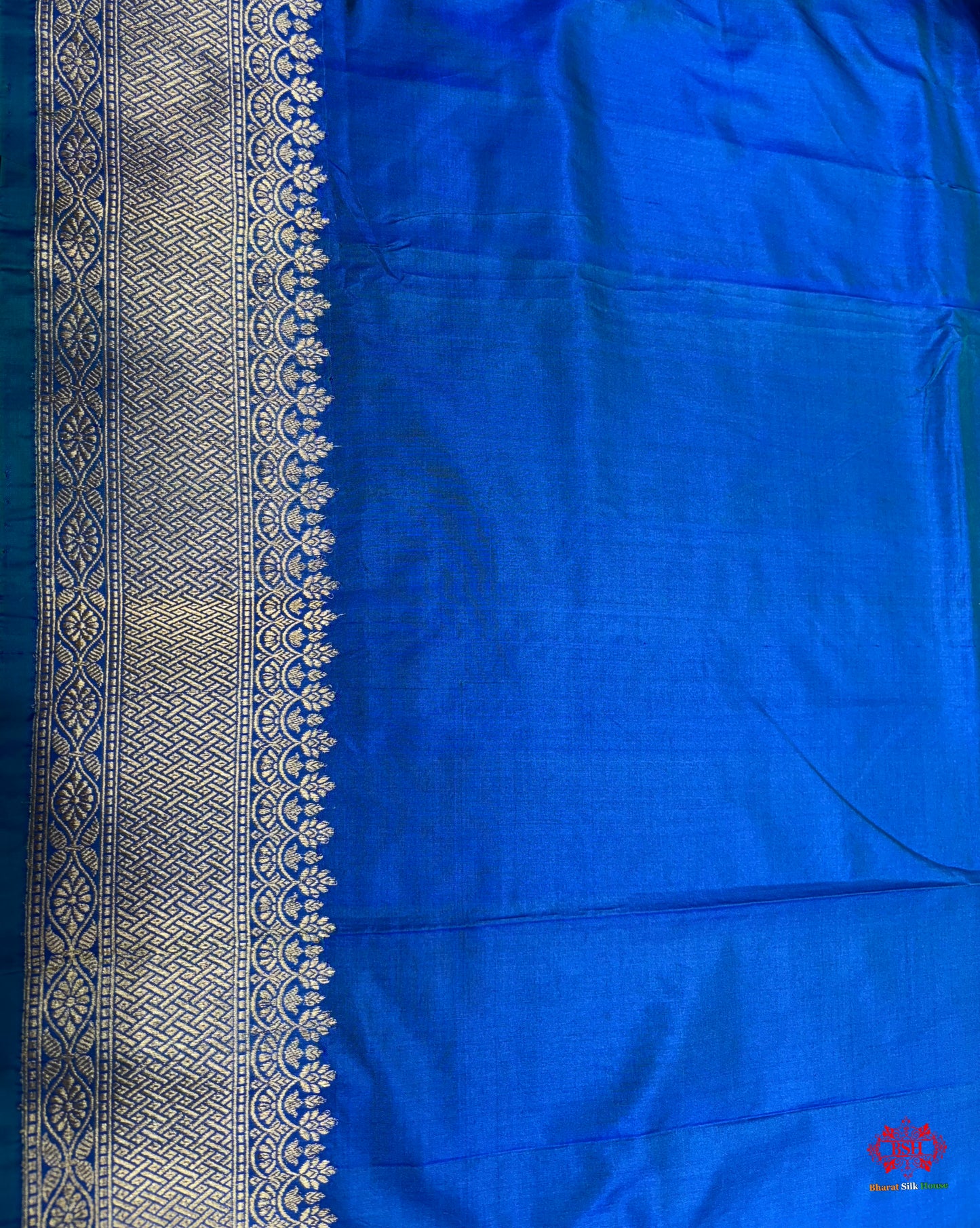 Pure Banarasi  Handloom Katan Silk Antique Zari Saree In Shades Of Blue