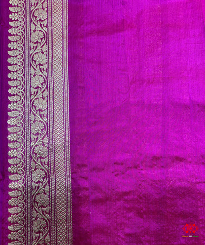 Handloom Banarasi Pure Katan Silk Opara Sona Rupa Dual Zari Saree Floral Jaal In Shades Of Pink