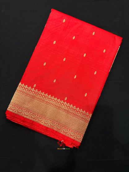 Pure Banarasi  Handloom Katan Silk Antique Zari Saree In Shades Of Red