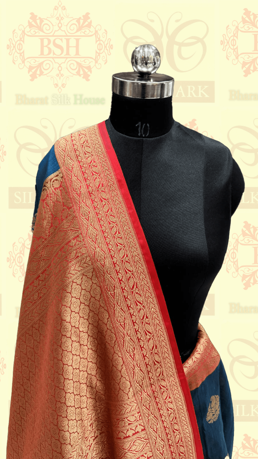 Royal Blue Pure Tussar Moonga Silk Handloom Saree With Zari Border - Bharat Silk House Tussar