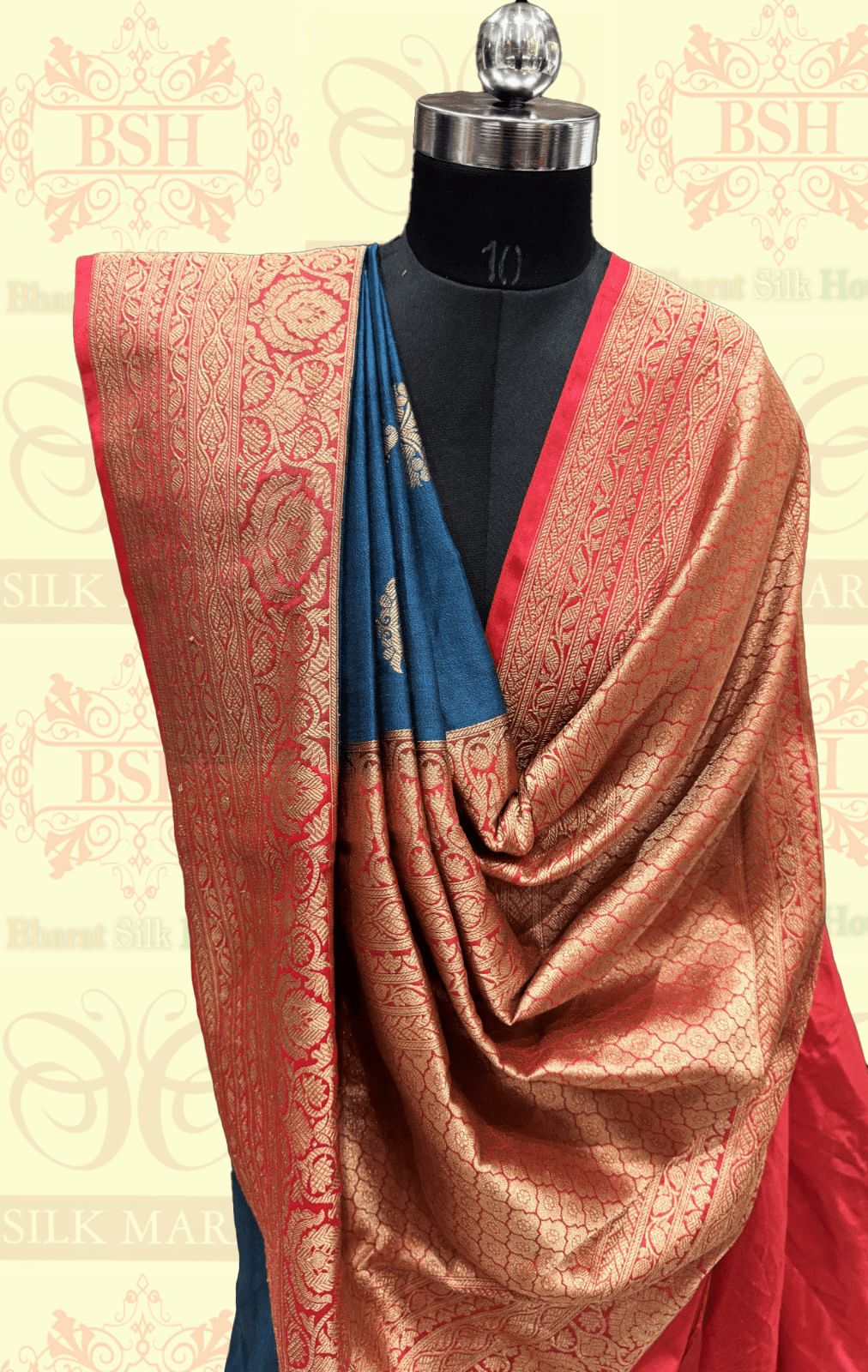 Royal Blue Pure Tussar Moonga Silk Handloom Saree With Zari Border - Bharat Silk House Tussar