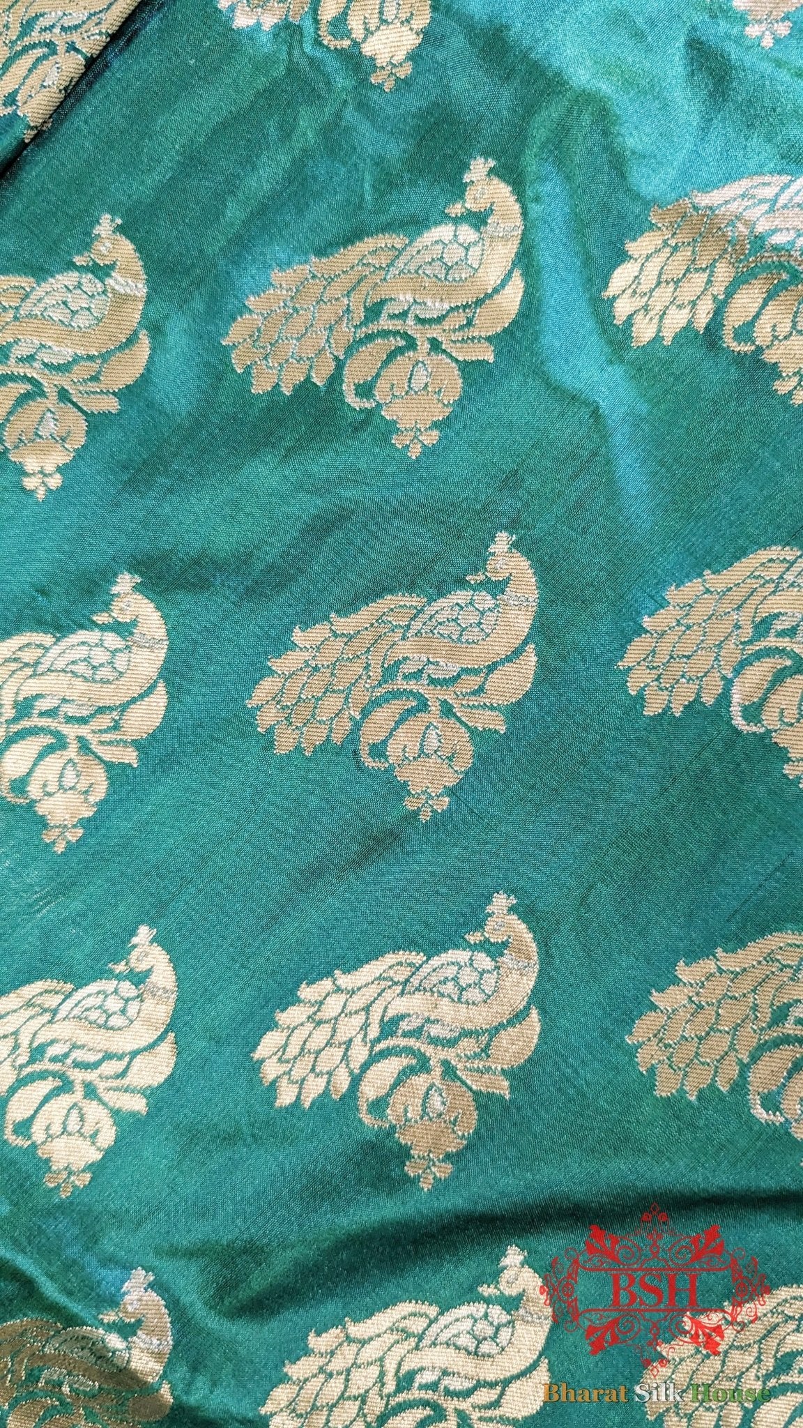 Sea Green Banarasi Pure Silk Handwoven Dupatta - Bharat Silk House Pure Silk Dupatta