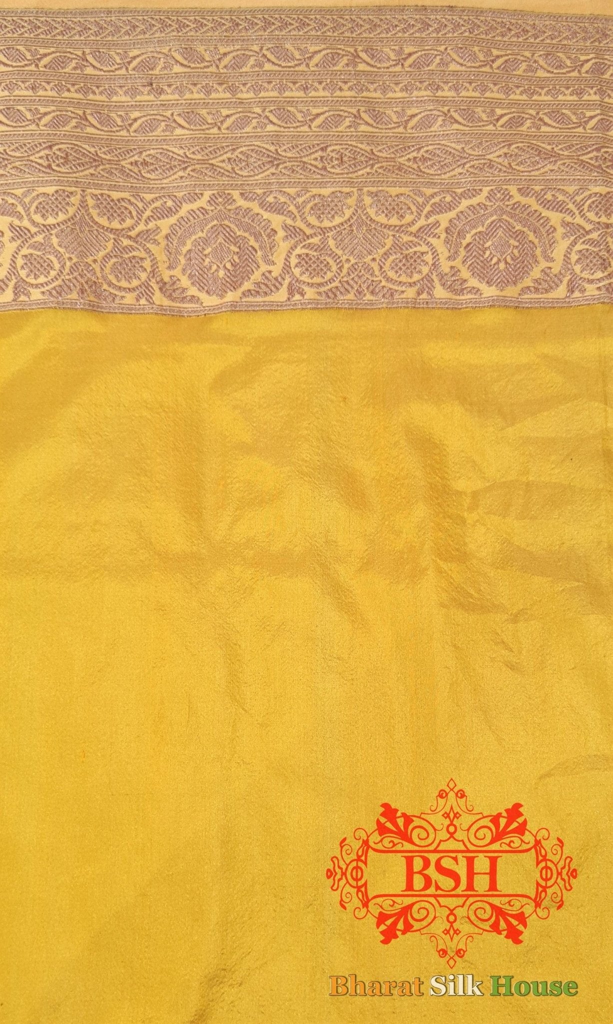 Sepia Pure Tussar Moonga Silk Handloom Saree With Zari Border - Bharat Silk House Tussar