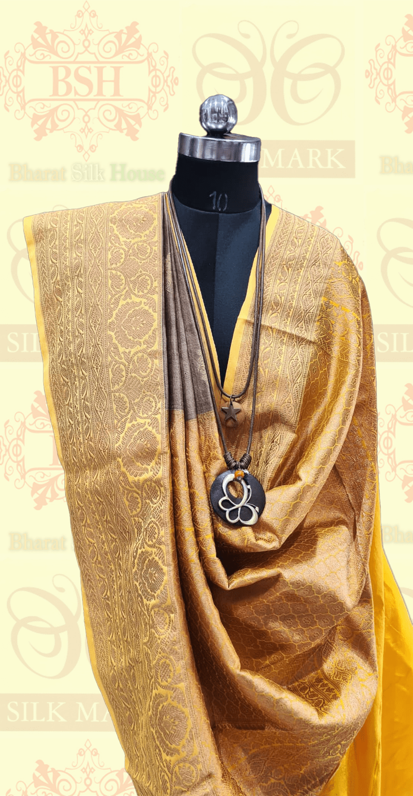 Sepia Pure Tussar Moonga Silk Handloom Saree With Zari Border - Bharat Silk House Tussar