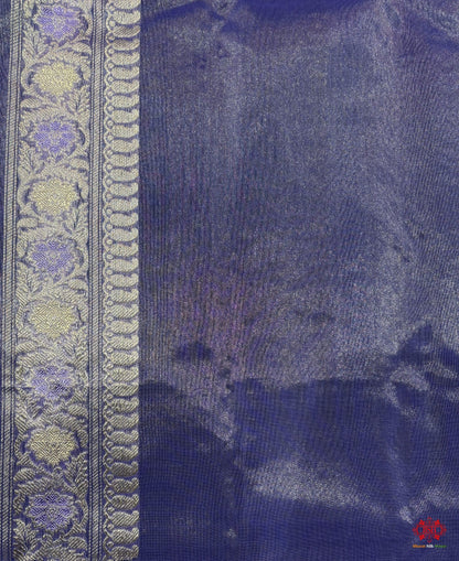 Shade Of Blue Pure Tissue Meena Floral Jaal Silk Saree - Bharat Silk House Tissue Silk