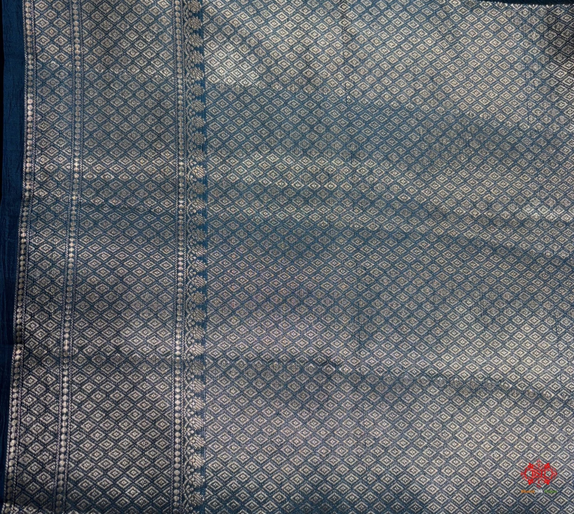 Shade Of Blue With Blue Border Pure Dupion Silk Saree - Bharat Silk House Dupion Silk