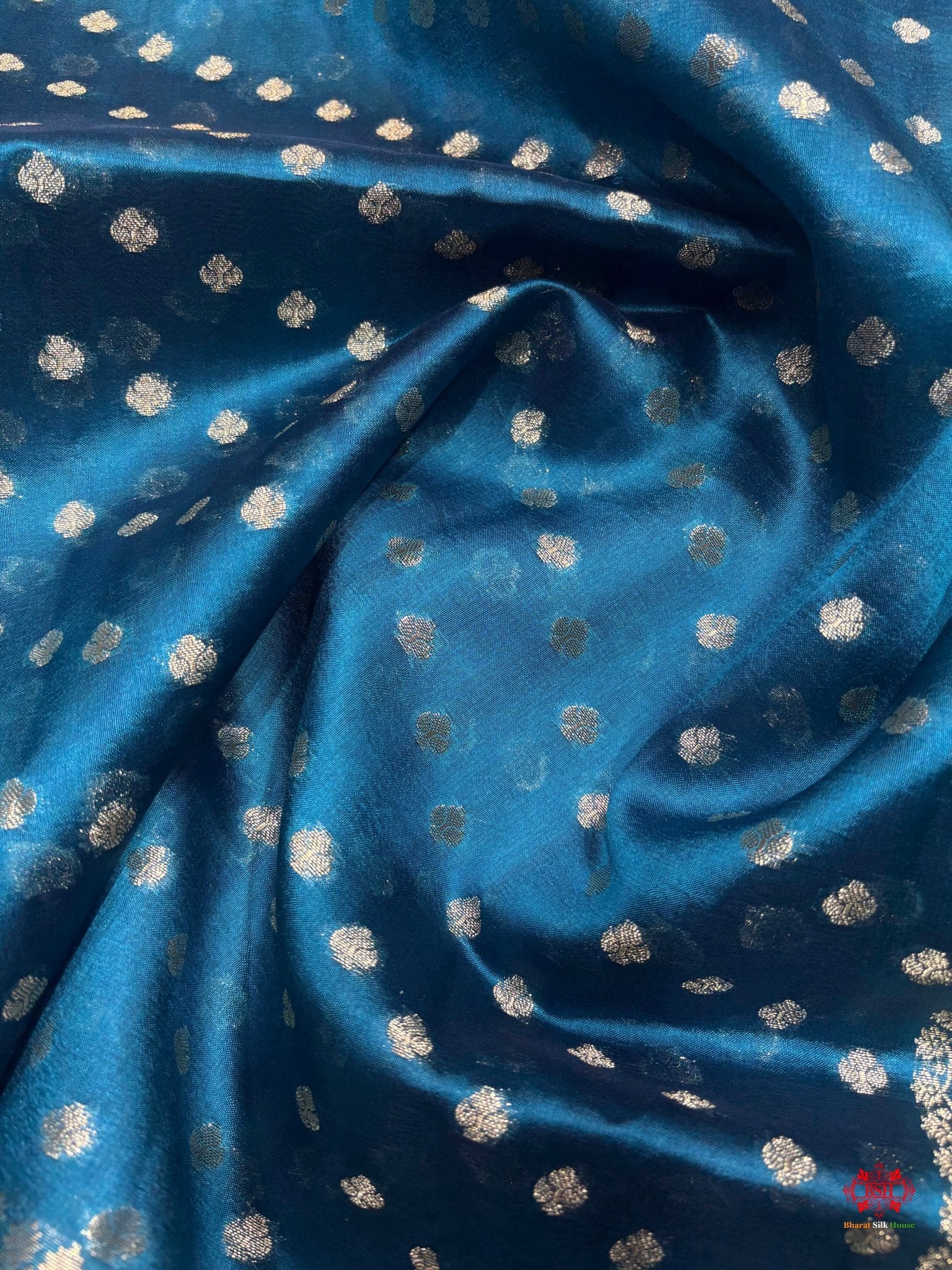 Shade Of Blue With Blue Border Pure Dupion Silk Saree - Bharat Silk House Dupion Silk