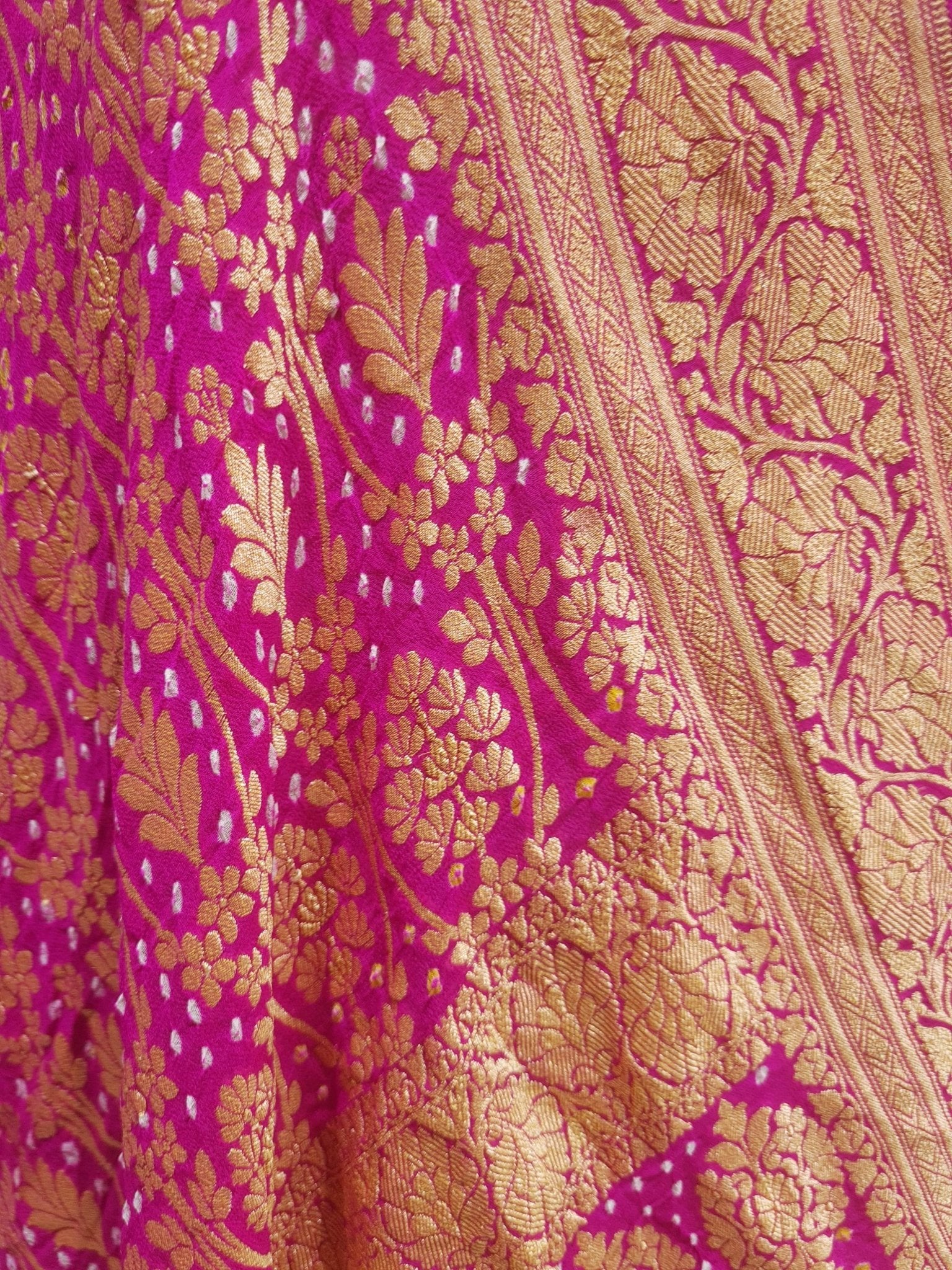 Shade Of Deep Pink Georgette Banarasi Handloom Bandhani Dupatta - Bharat Silk House Bandhej